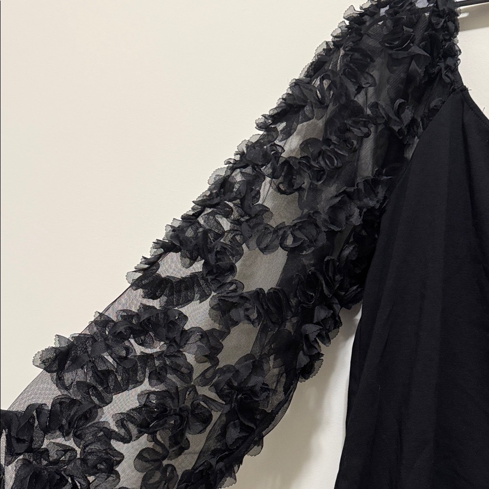 New Marc New York Black Textured Sleeve Blouse - Picture 10 of 11